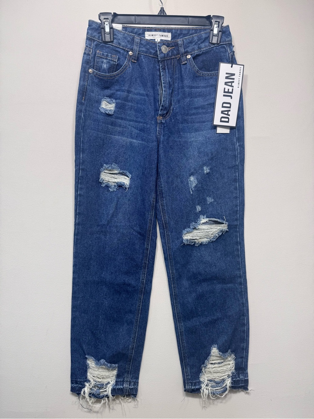 Almost famous Distressed Dark Blue Jeans for women size 3